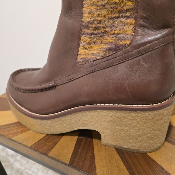 Coach Delaney Chelsea Boots Brown Leather Size 10 Chunky Lug Platform Sole Boho - Picture 8 of 16